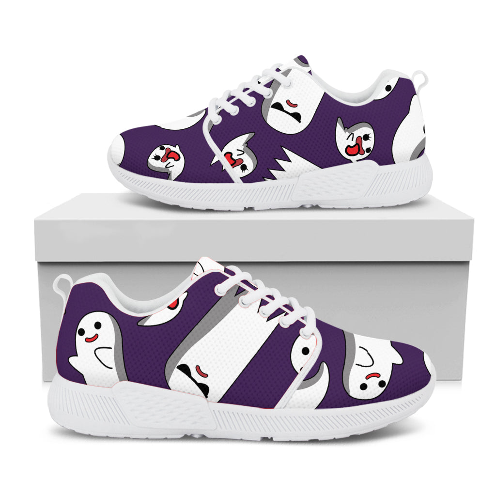 Cartoon Ghost Pattern Print White Athletic Shoes