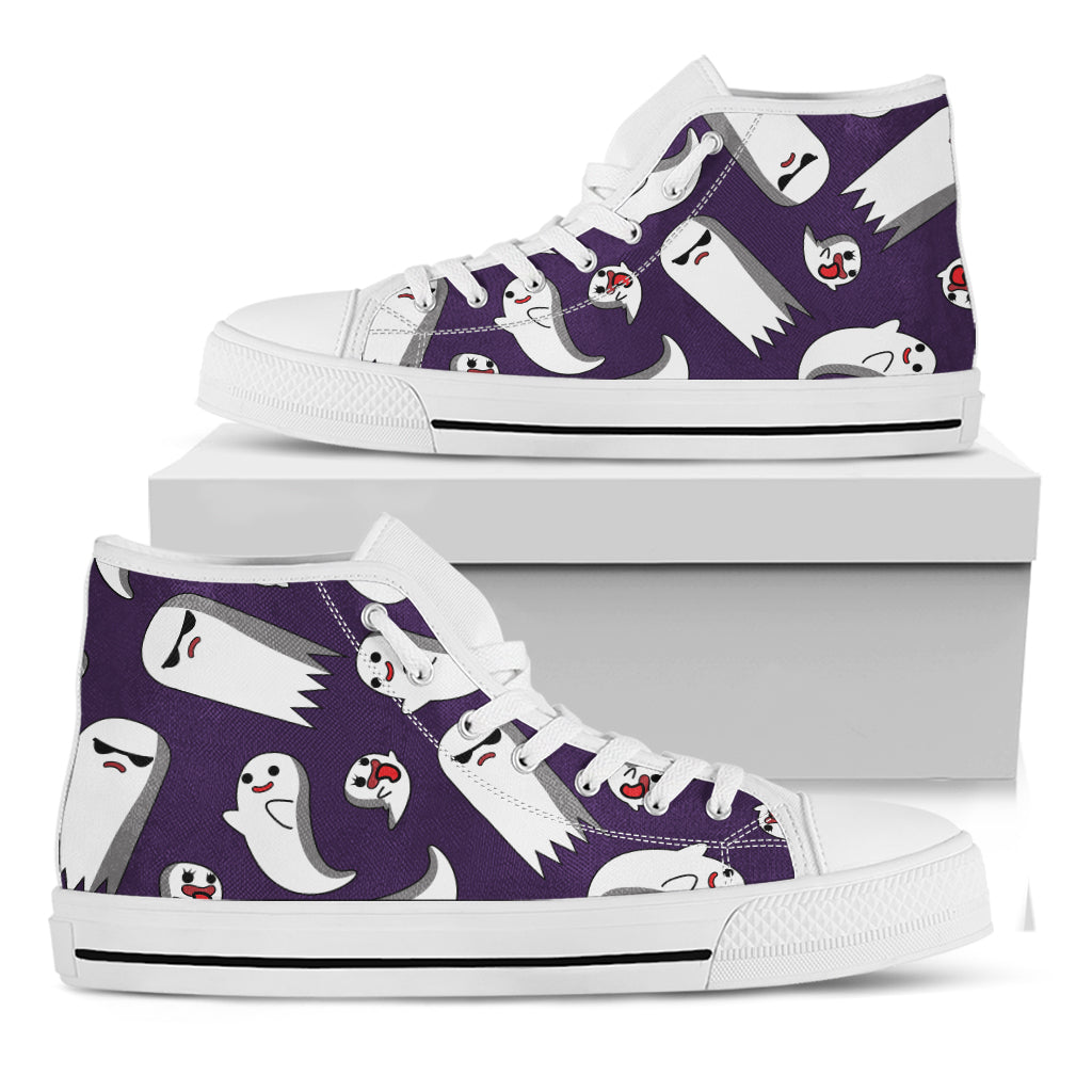 Cartoon Ghost Pattern Print White High Top Shoes