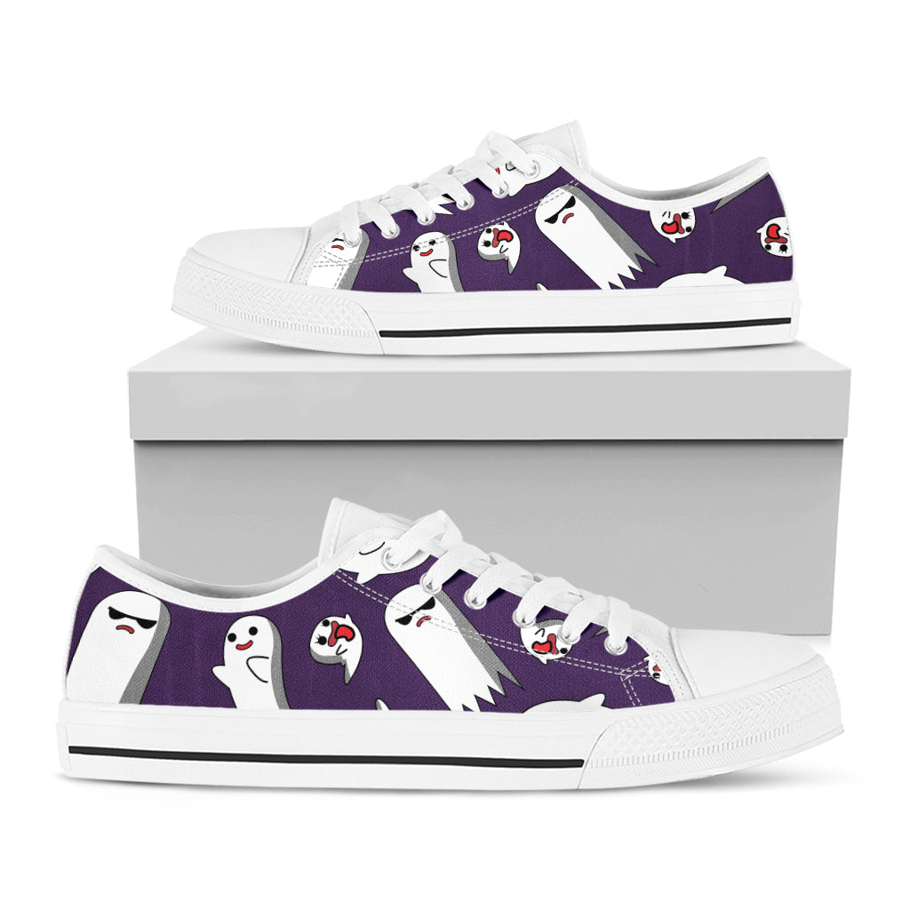 Cartoon Ghost Pattern Print White Low Top Shoes