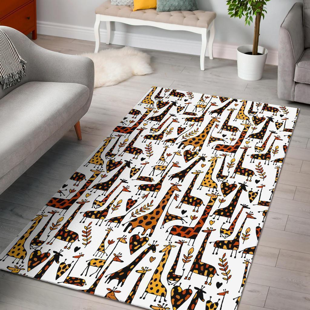 Cartoon Giraffe Pattern Print Area Rug