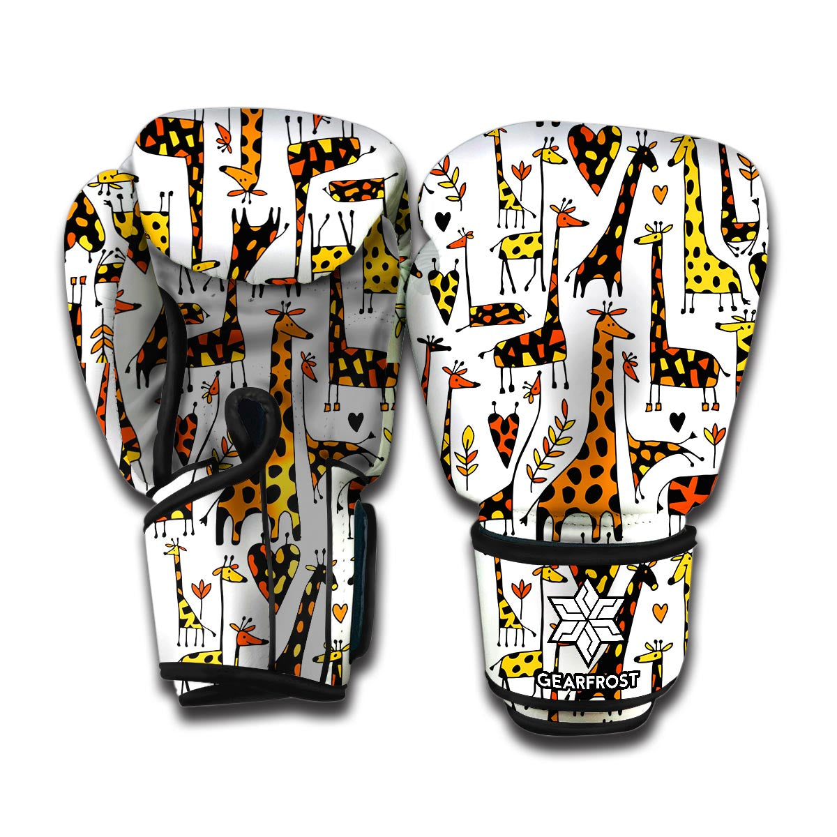 Cartoon Giraffe Pattern Print Boxing Gloves