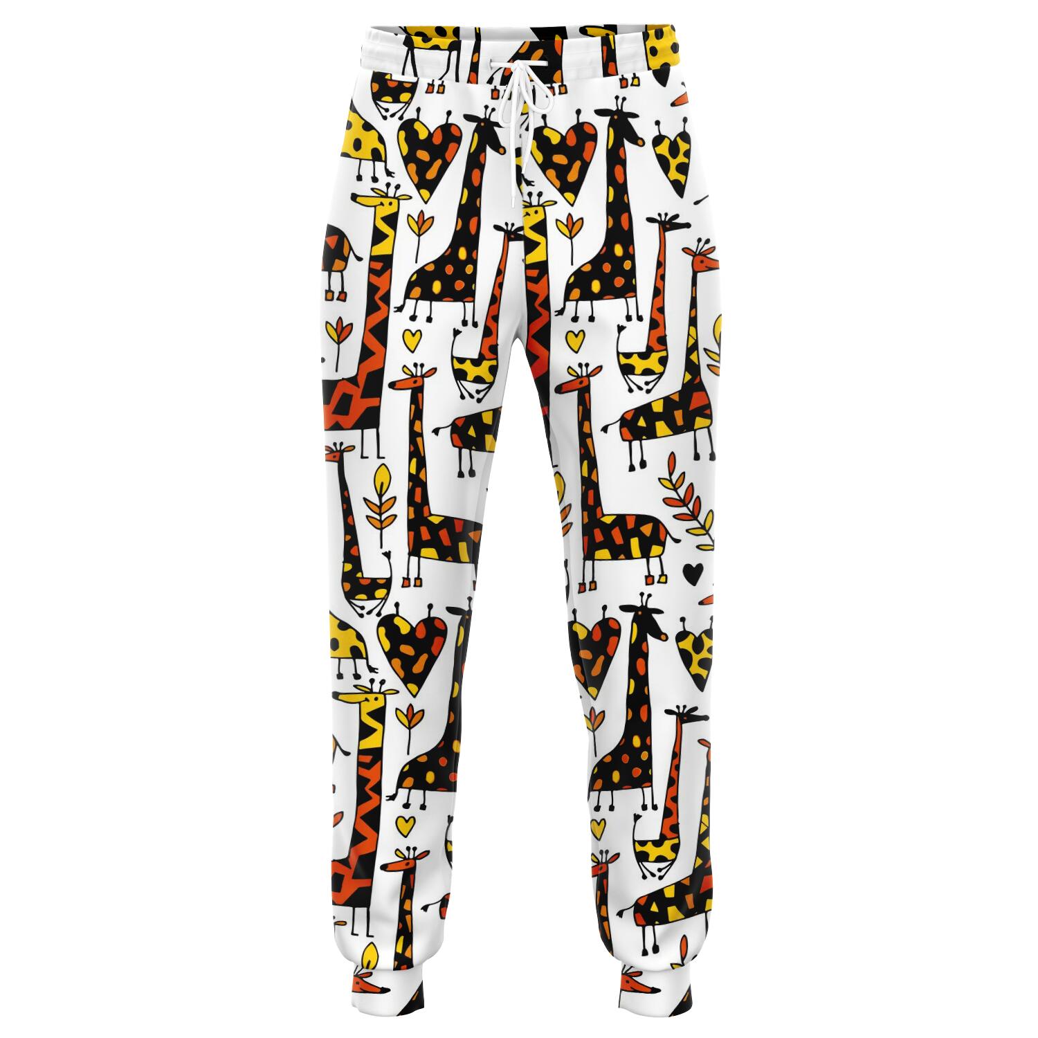 Cartoon Giraffe Pattern Print Jogger Pants