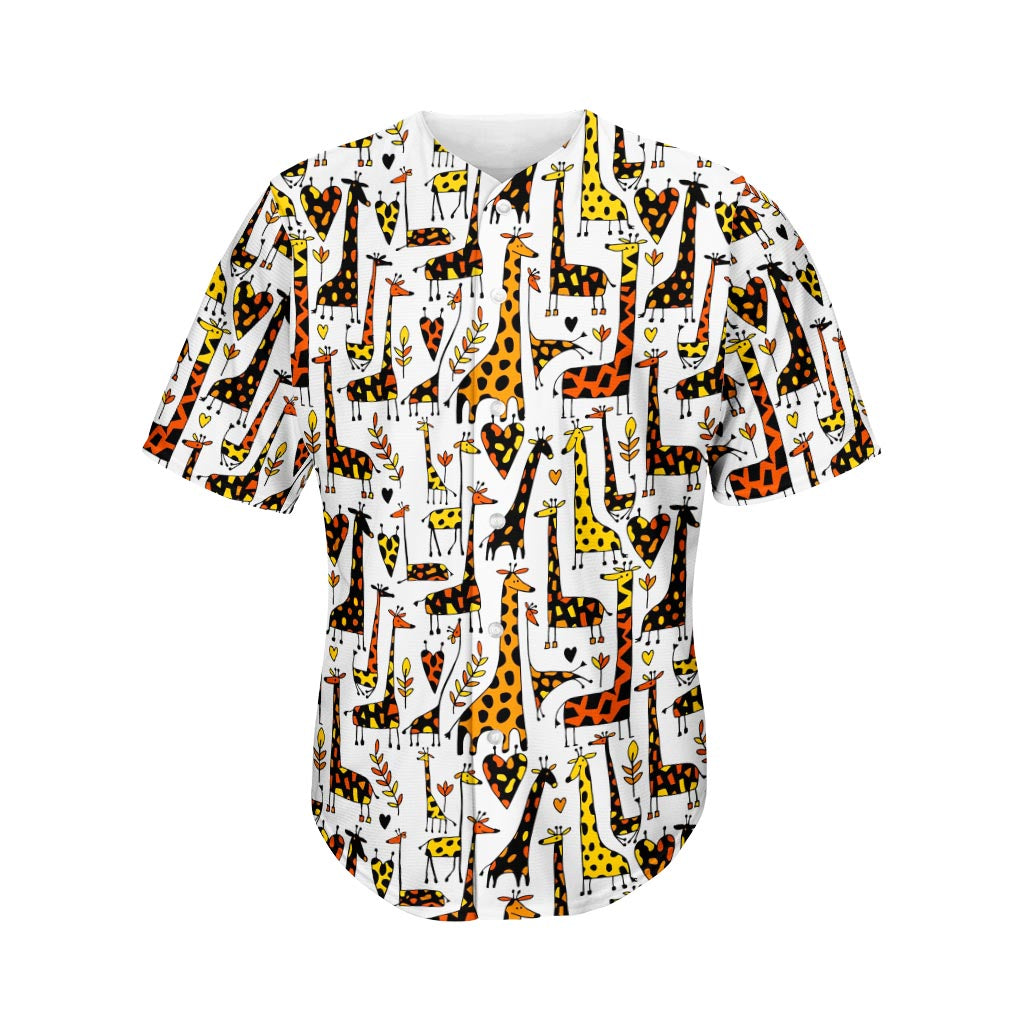 Cartoon Giraffe Pattern Print Men's Baseball Jersey