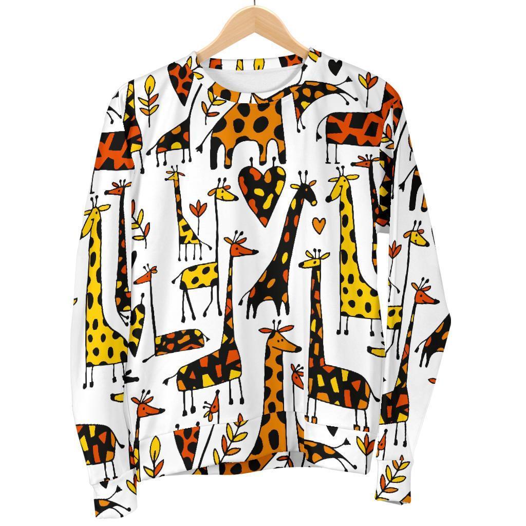 Cartoon Giraffe Pattern Print Men's Crewneck Sweatshirt
