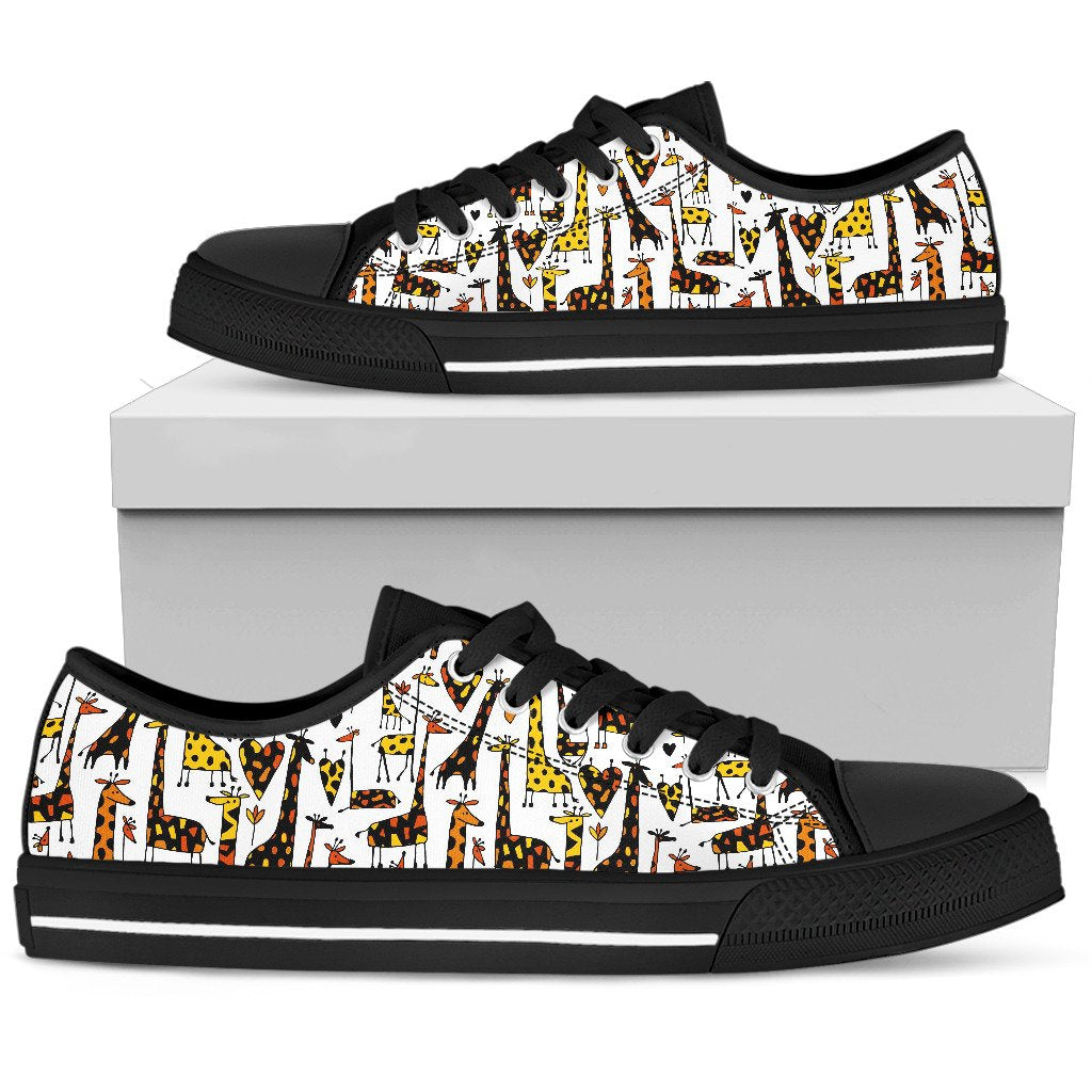 Cartoon Giraffe Pattern Print Men's Low Top Shoes