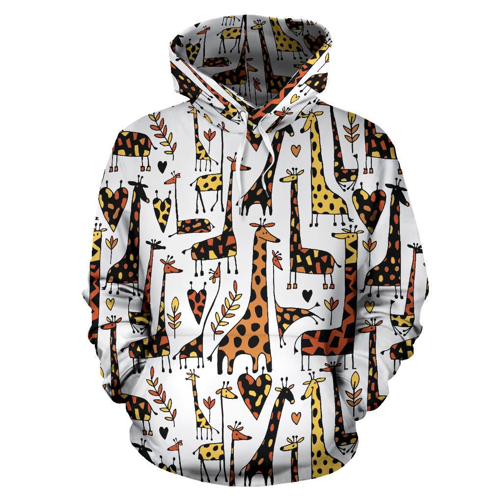 Cartoon Giraffe Pattern Print Pullover Hoodie