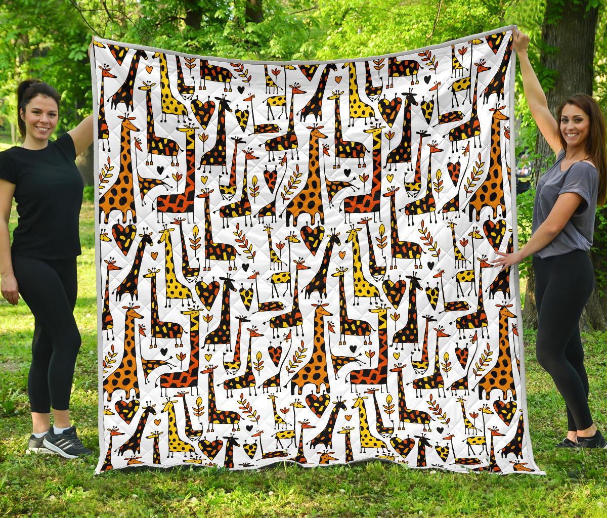 Cartoon Giraffe Pattern Print Quilt