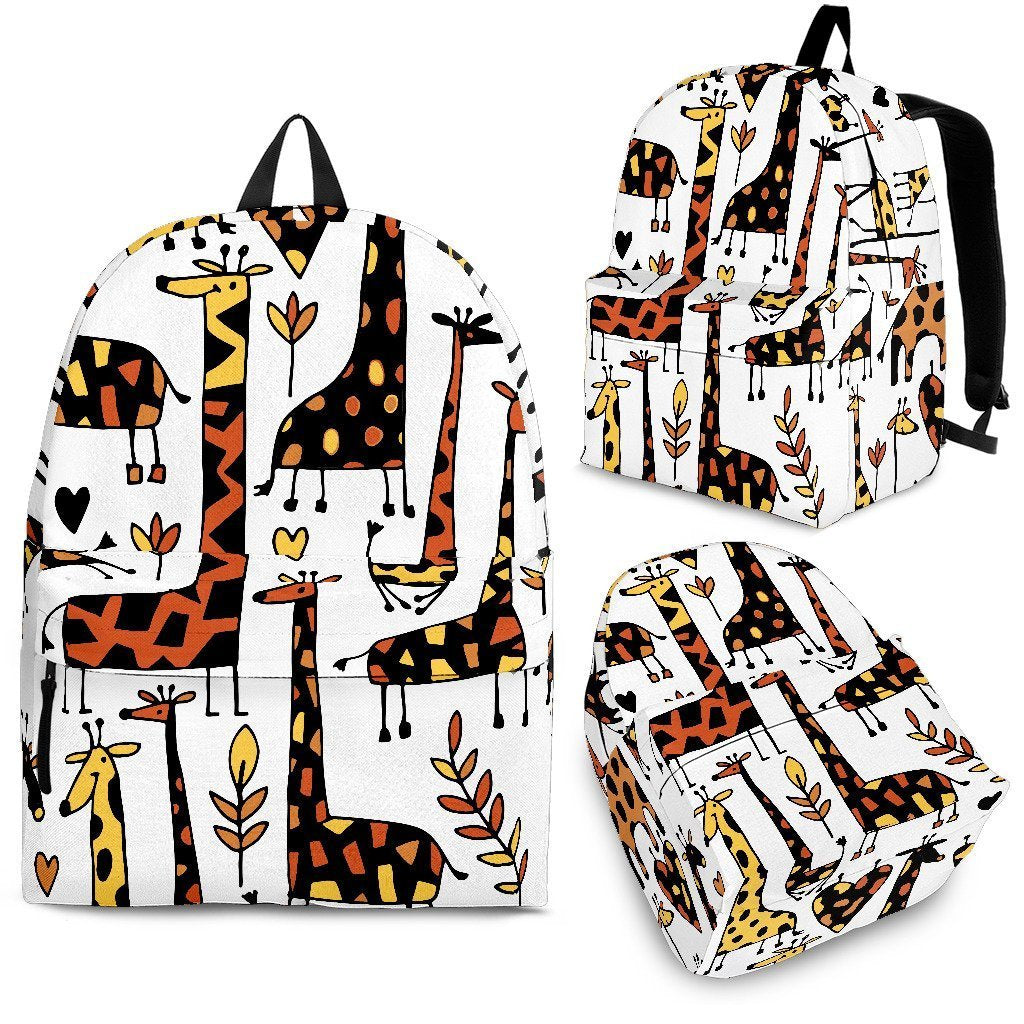 Cartoon Giraffe Pattern Print School Backpack