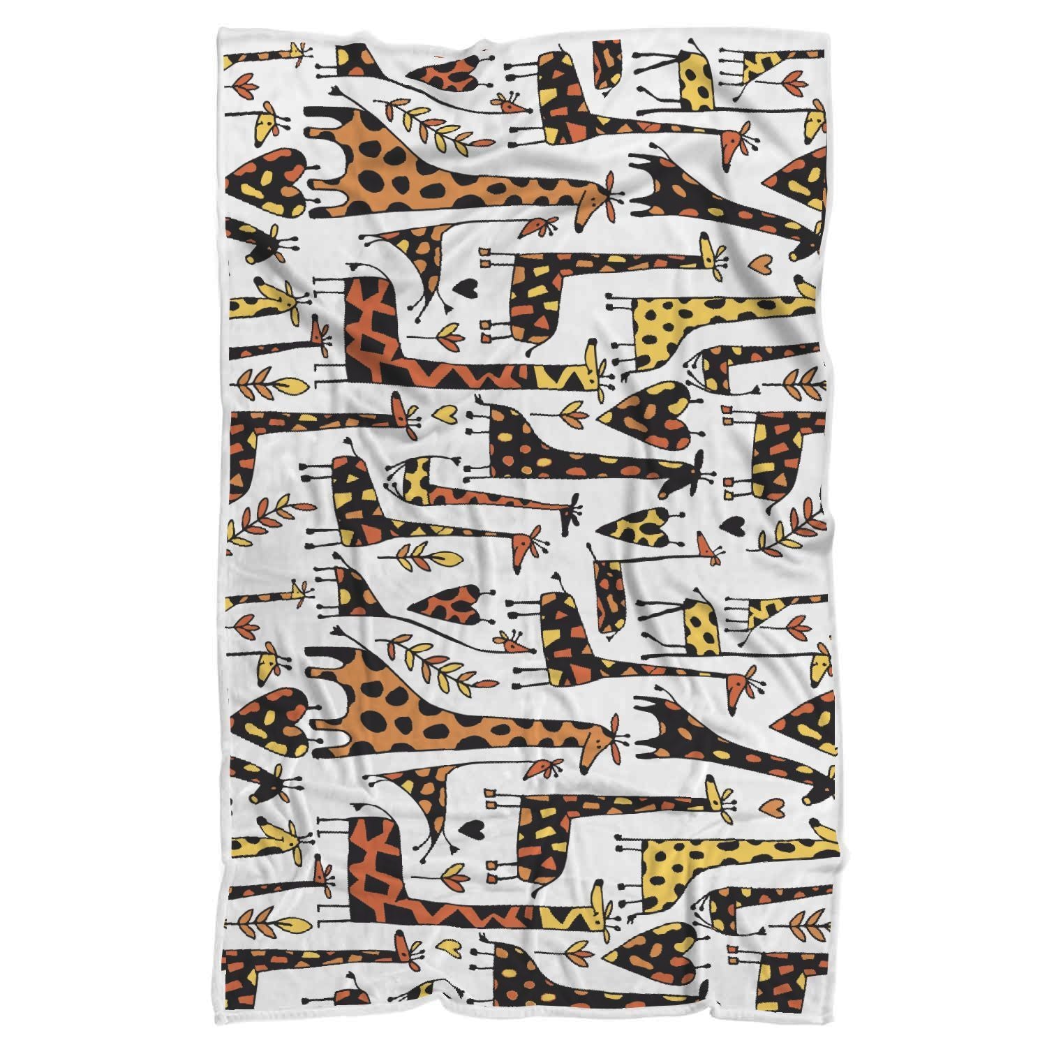 Cartoon Giraffe Pattern Print Sherpa Blanket