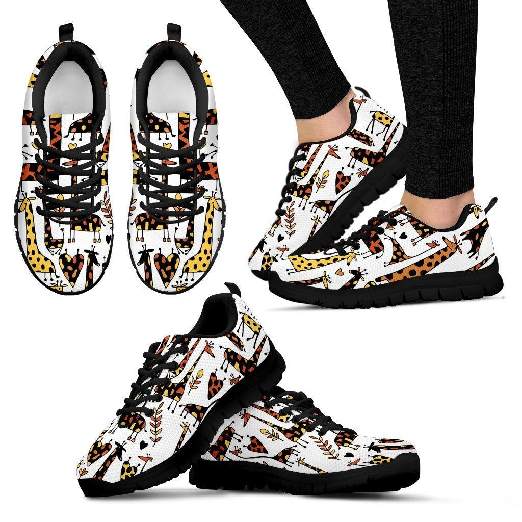 Cartoon Giraffe Pattern Print Women's Sneakers
