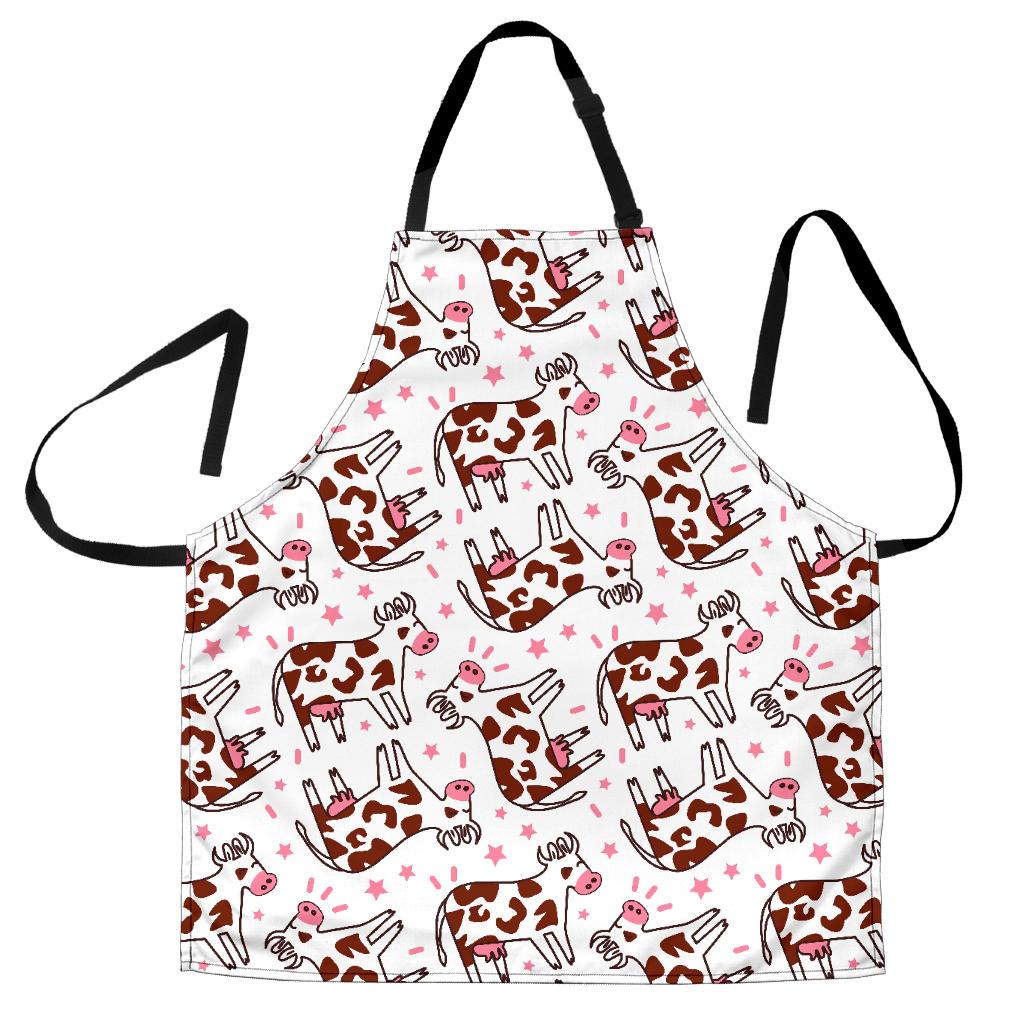 Cartoon Happy Dairy Cow Pattern Print Men's Apron