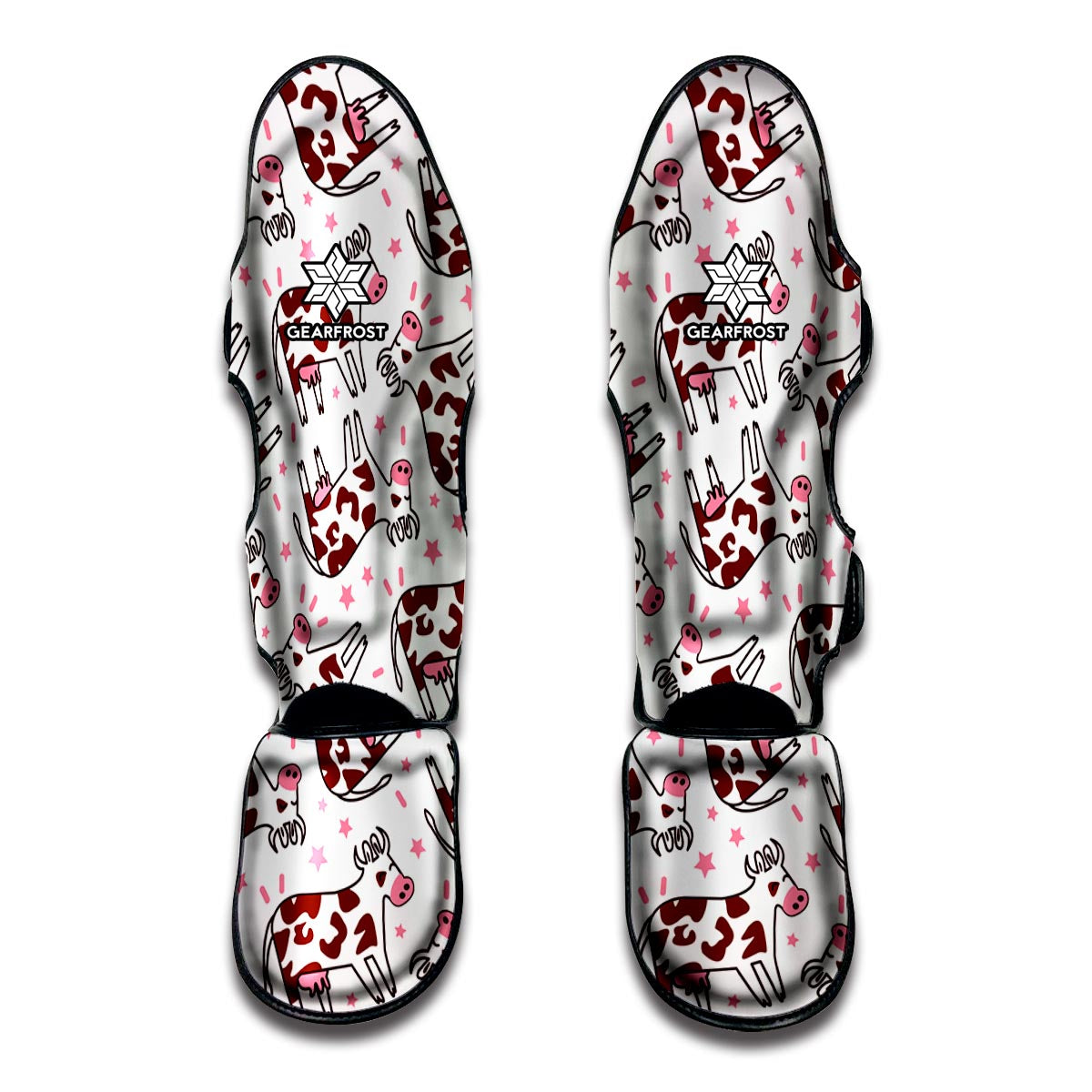 Cartoon Happy Dairy Cow Pattern Print Muay Thai Shin Guards