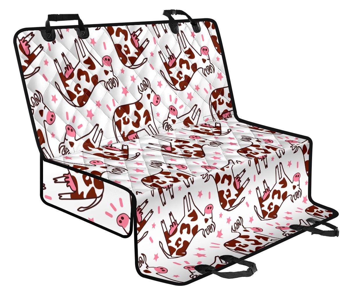 Cartoon Happy Dairy Cow Pattern Print Pet Car Back Seat Cover