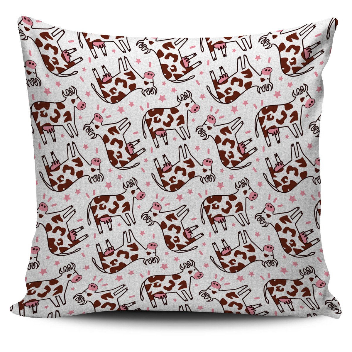 Cartoon Happy Dairy Cow Pattern Print Pillow Cover