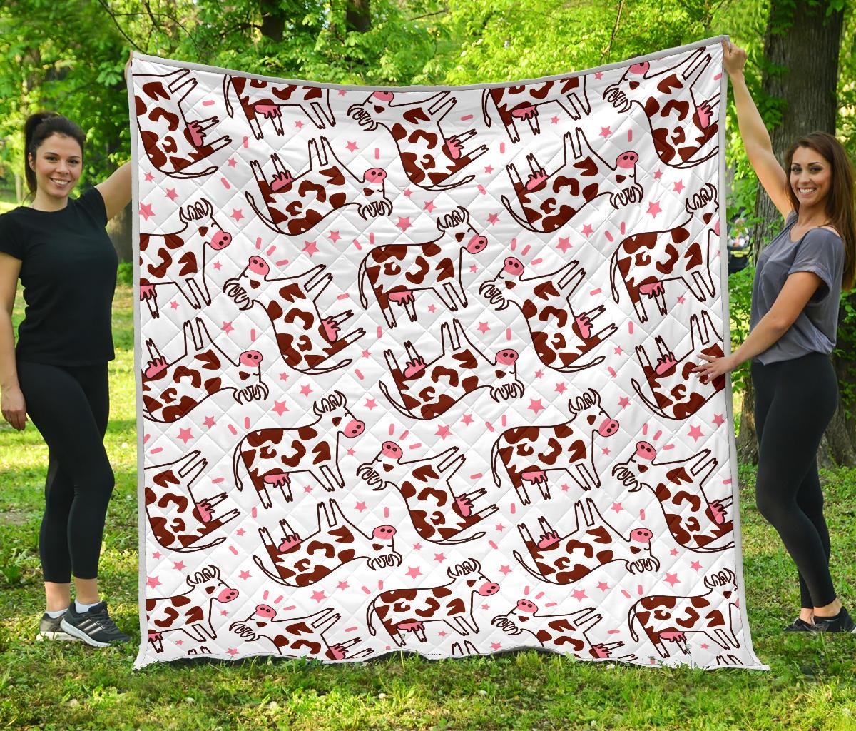 Cartoon Happy Dairy Cow Pattern Print Quilt