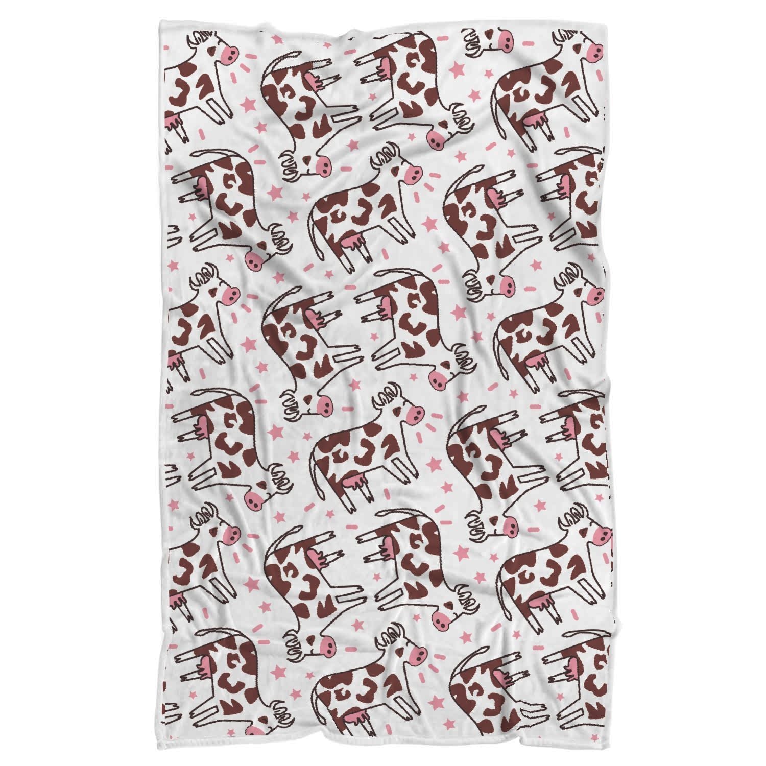 Cartoon Happy Dairy Cow Pattern Print Sherpa Blanket