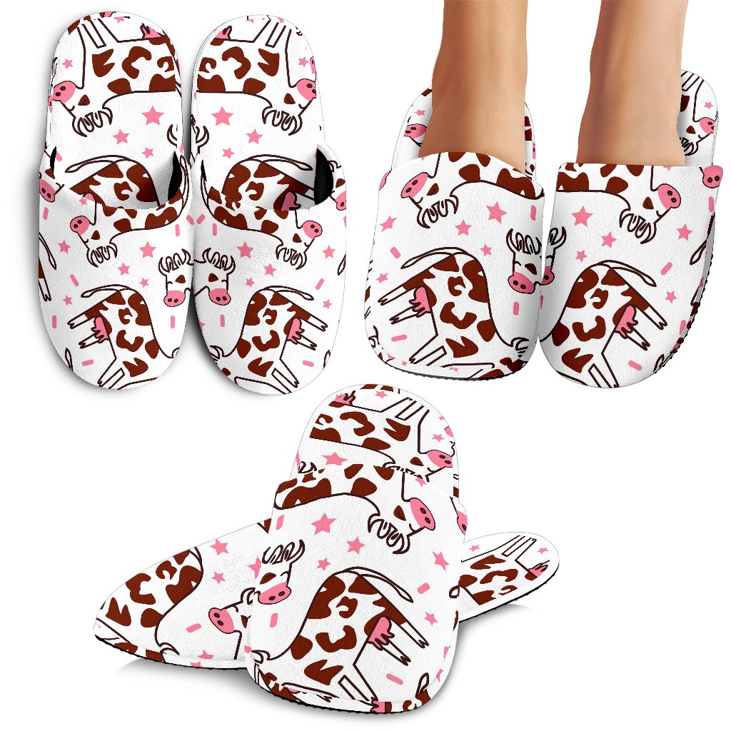 Cartoon Happy Dairy Cow Pattern Print Slippers