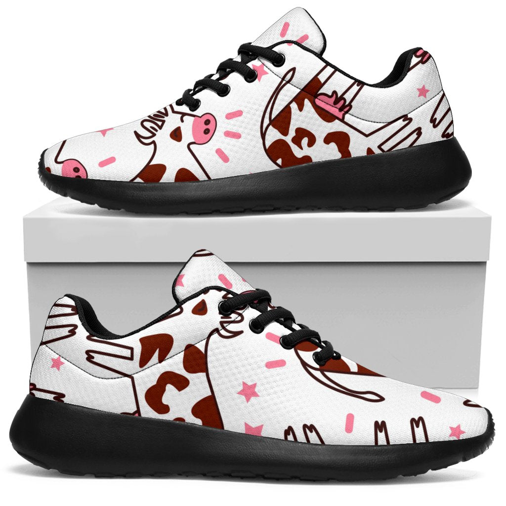 Cartoon Happy Dairy Cow Pattern Print Sport Sneakers