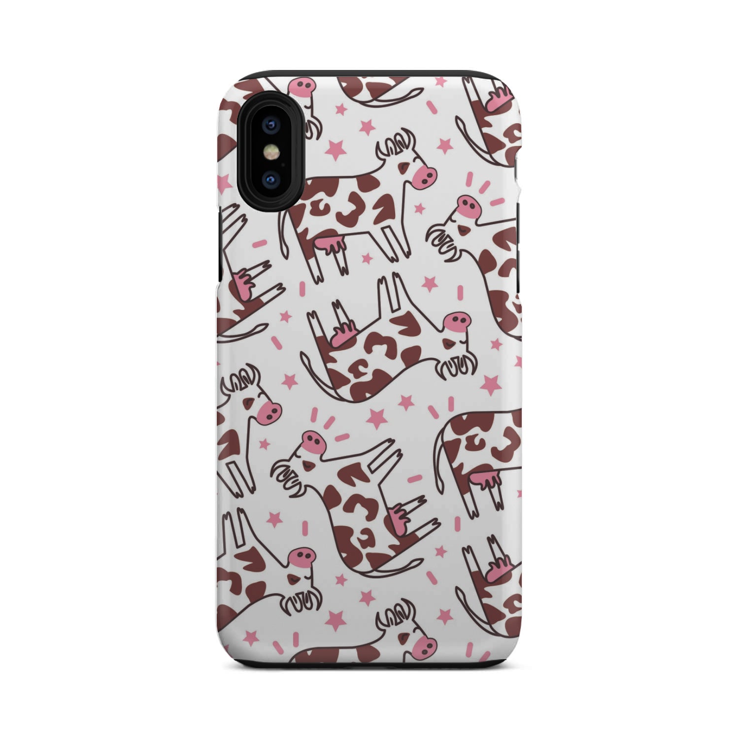 Cartoon Happy Dairy Cow Pattern Print Tough Phone Case