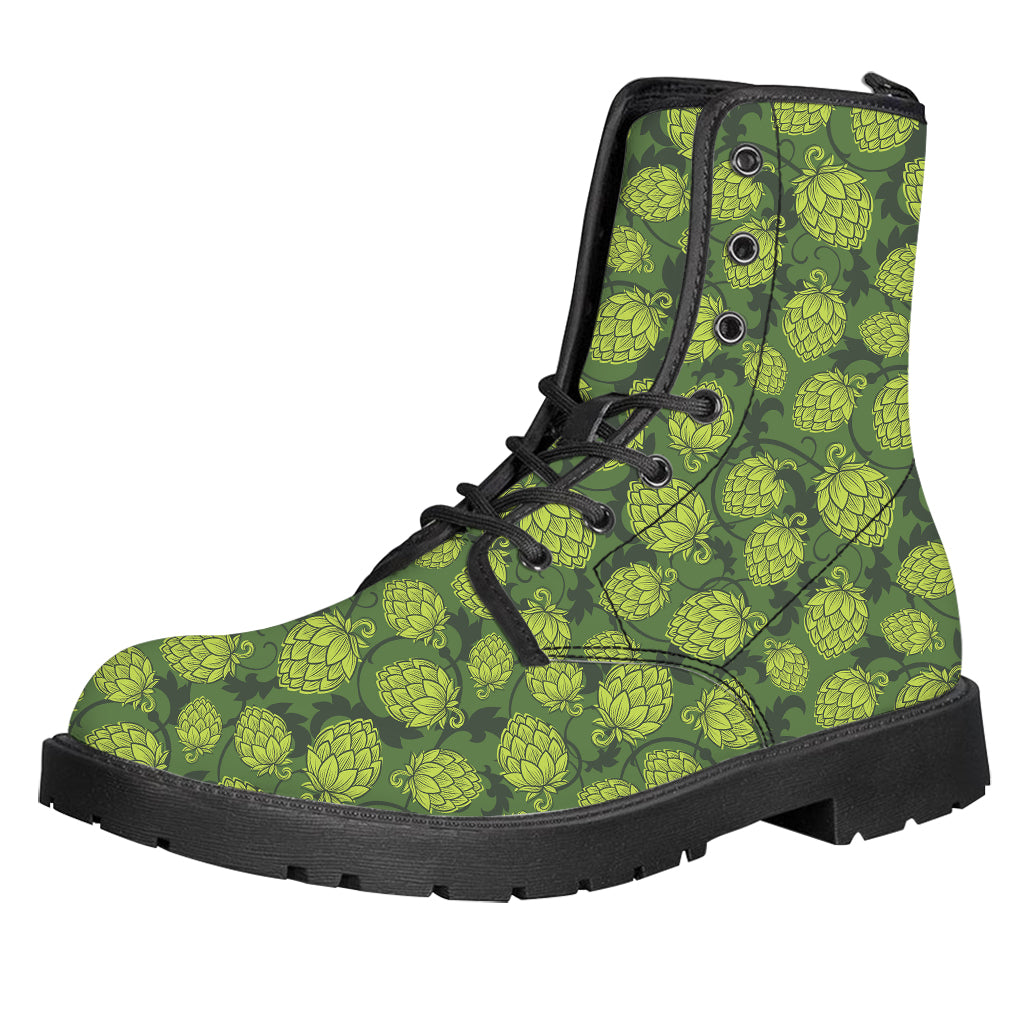 Cartoon Hop Cone Pattern Print Leather Boots