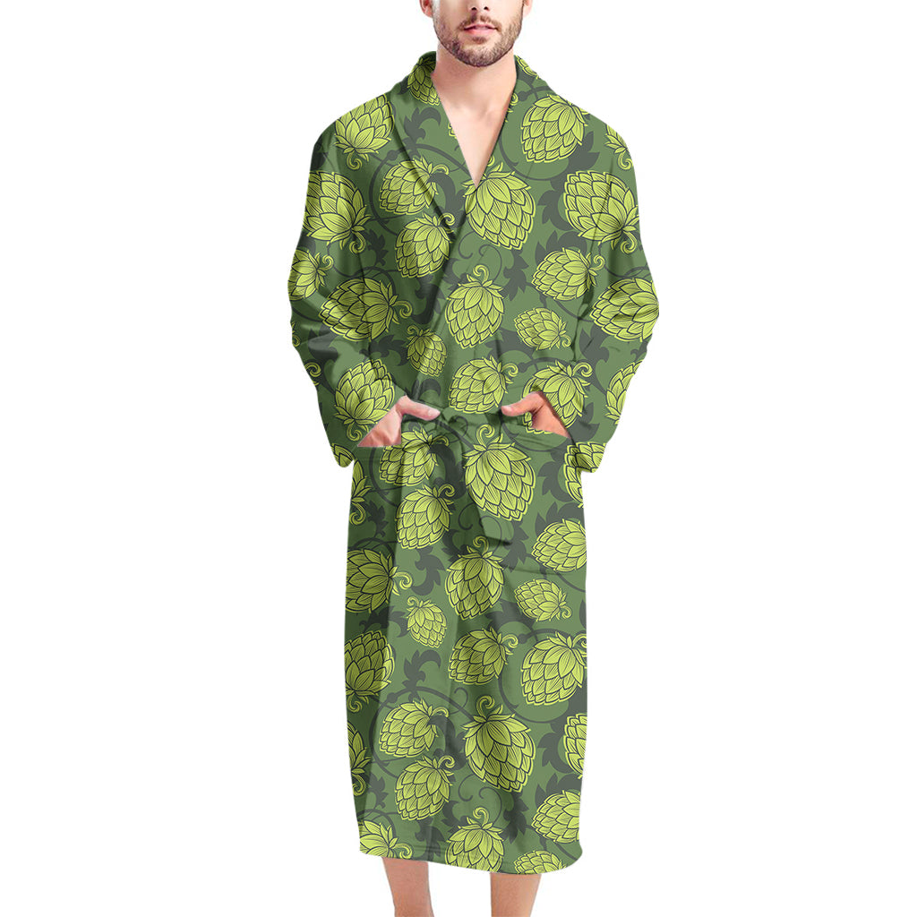 Cartoon Hop Cone Pattern Print Men's Bathrobe