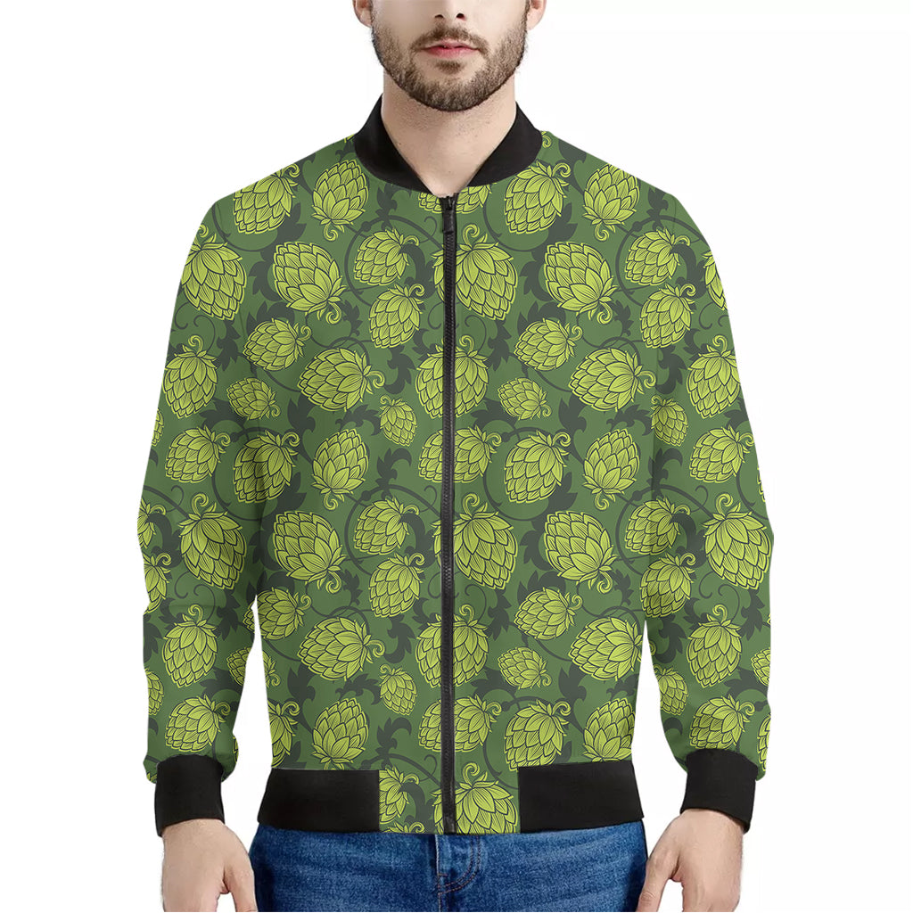 Cartoon Hop Cone Pattern Print Men's Bomber Jacket