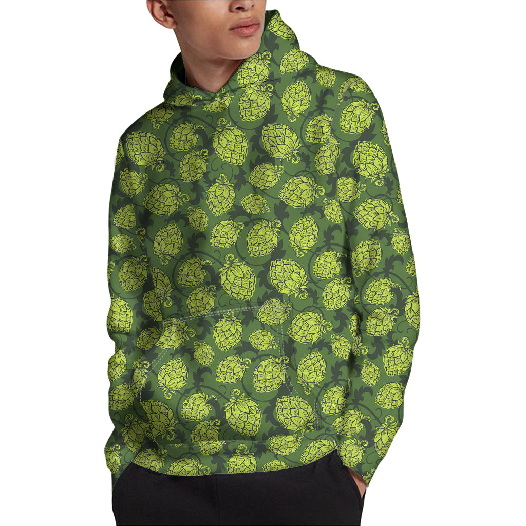 Cartoon Hop Cone Pattern Print Pullover Hoodie