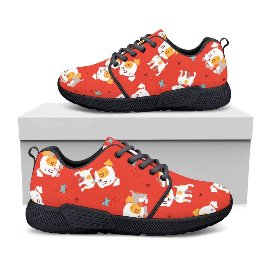 Cartoon Jack Russell Terrier Print Black Athletic Shoes