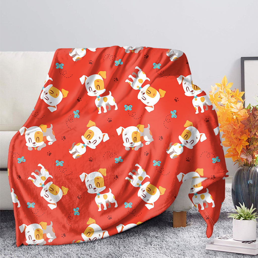 Cartoon Jack Russell Terrier Print Blanket