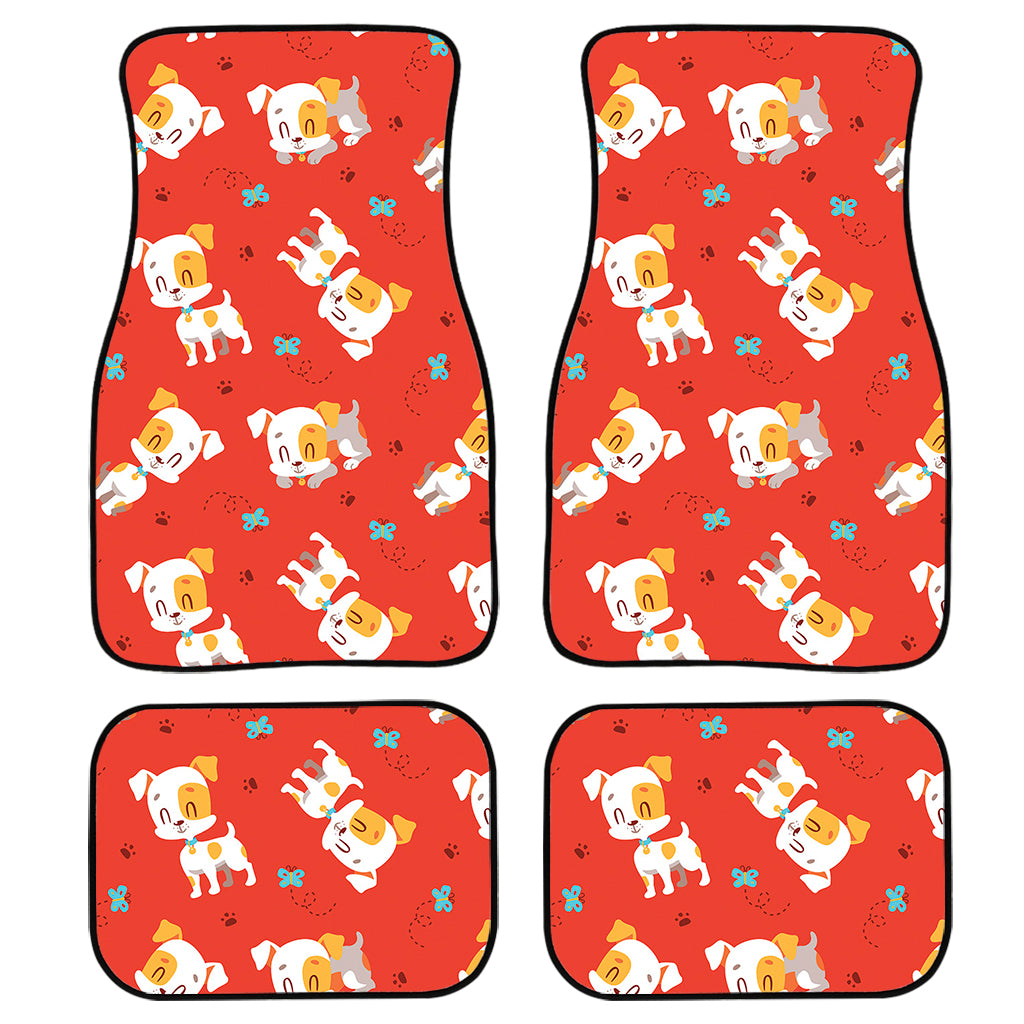 Cartoon Jack Russell Terrier Print Front and Back Car Floor Mats