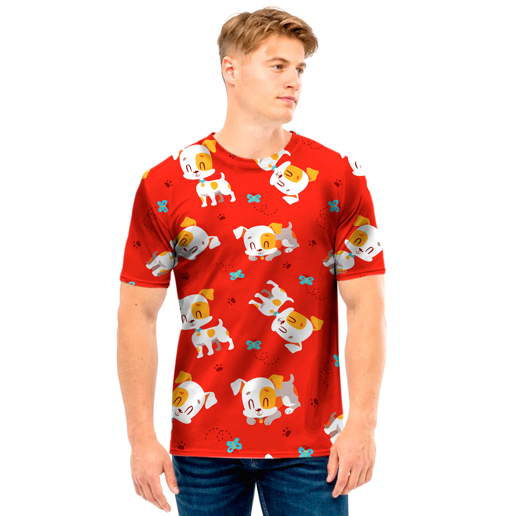 Cartoon Jack Russell Terrier Print Men's T-Shirt