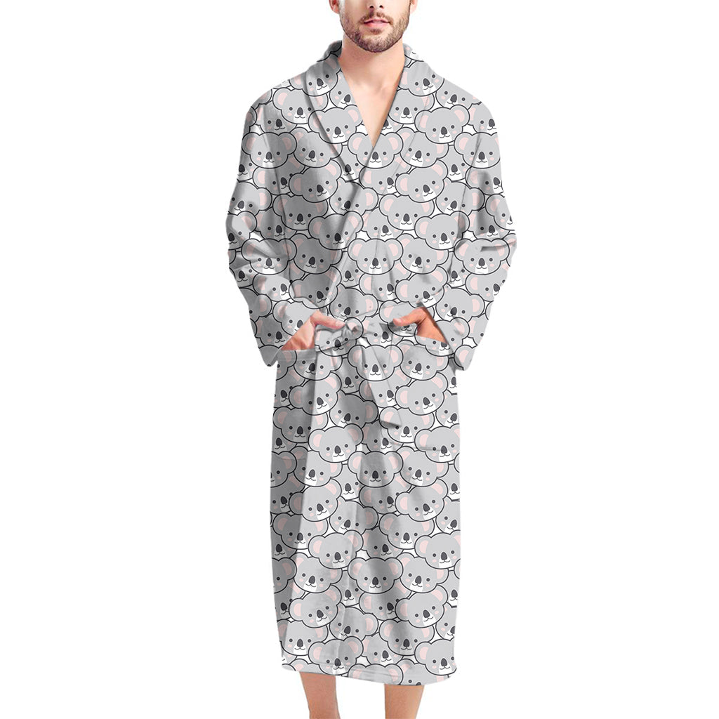 Cartoon Koala Pattern Print Men's Bathrobe