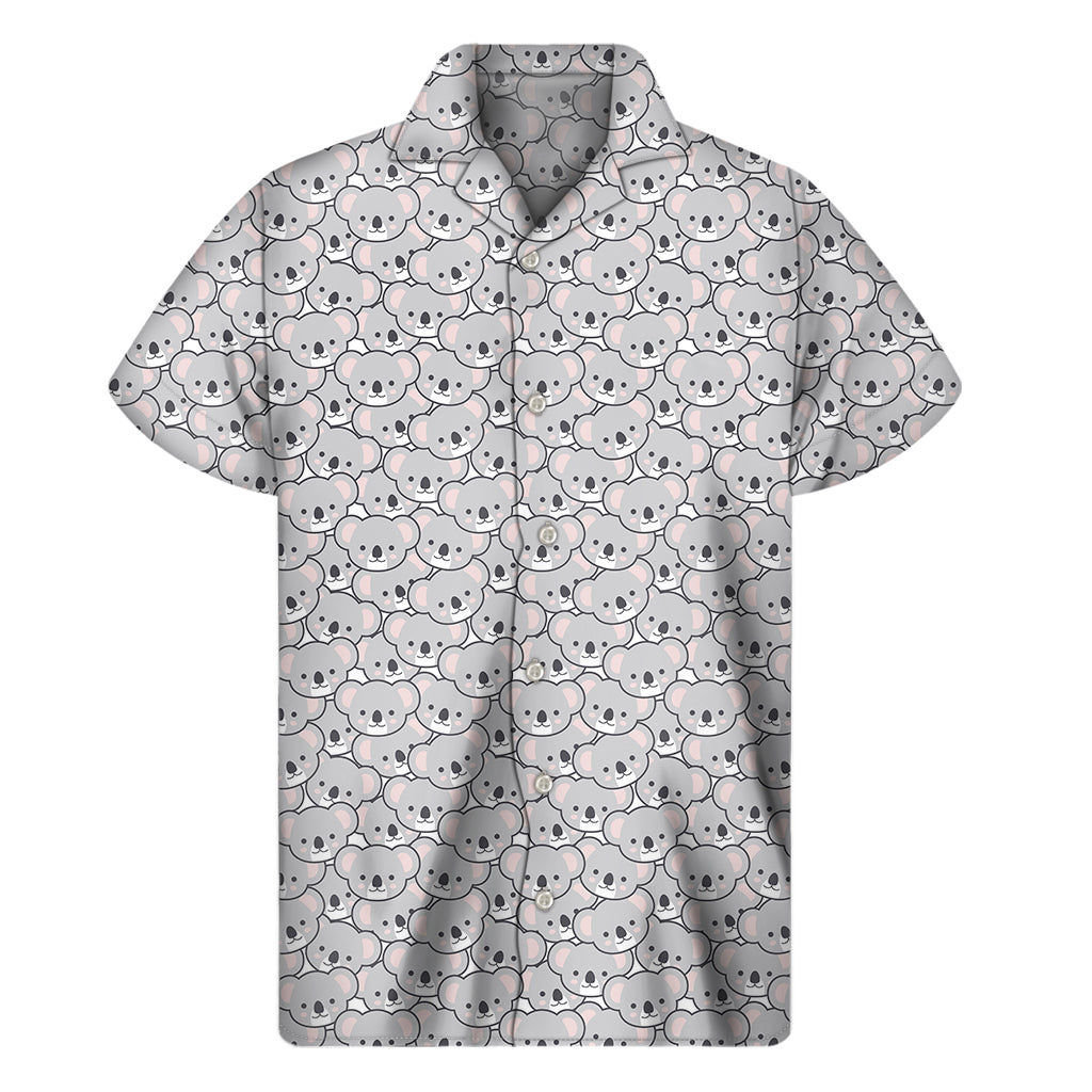 Cartoon Koala Pattern Print Men's Short Sleeve Shirt