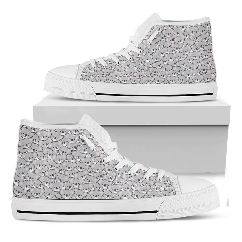 Cartoon Koala Pattern Print White High Top Shoes