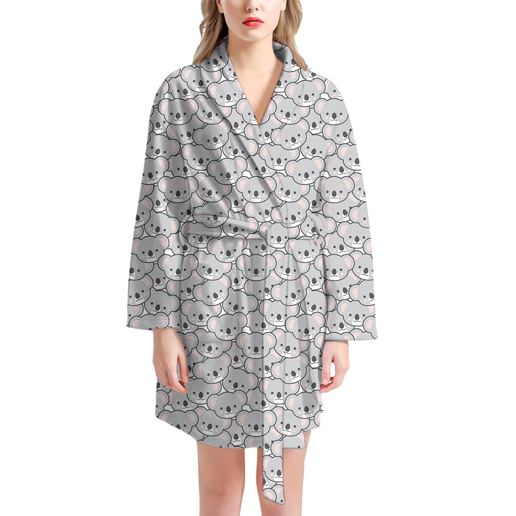 Cartoon Koala Pattern Print Women's Bathrobe