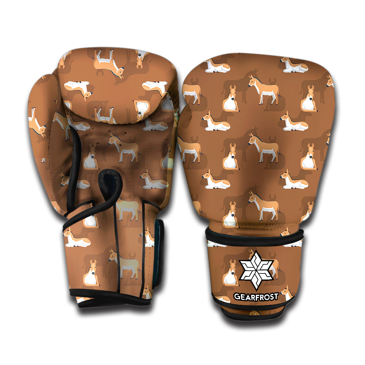 Cartoon Kulan Donkey Pattern Print Boxing Gloves