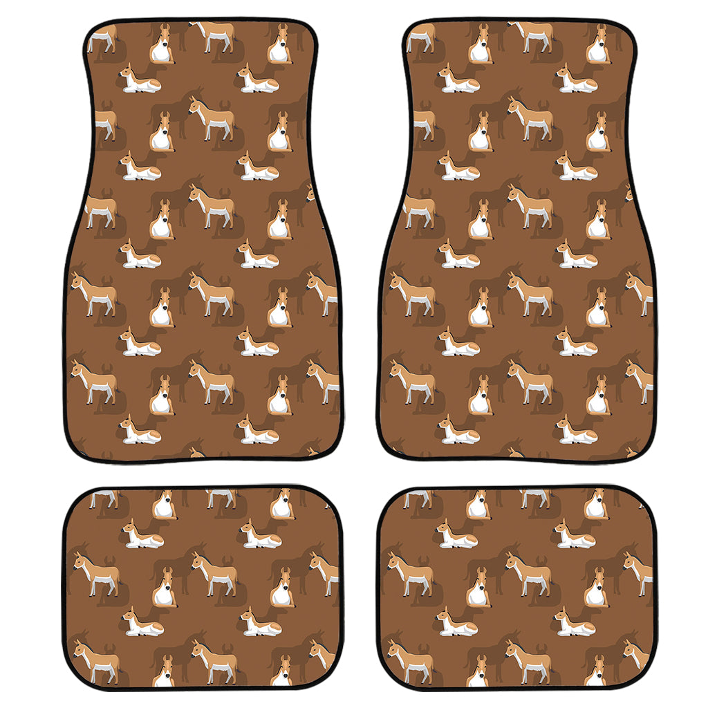 Cartoon Kulan Donkey Pattern Print Front and Back Car Floor Mats