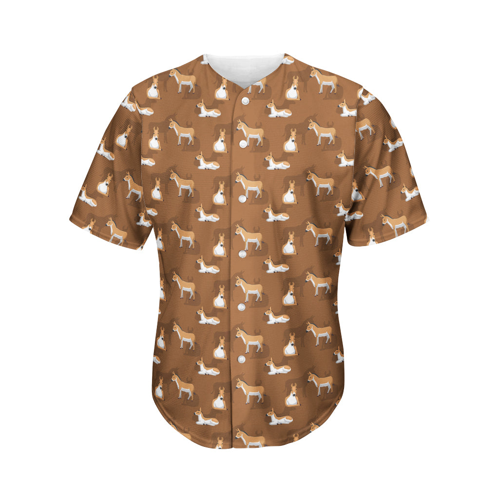 Cartoon Kulan Donkey Pattern Print Men's Baseball Jersey