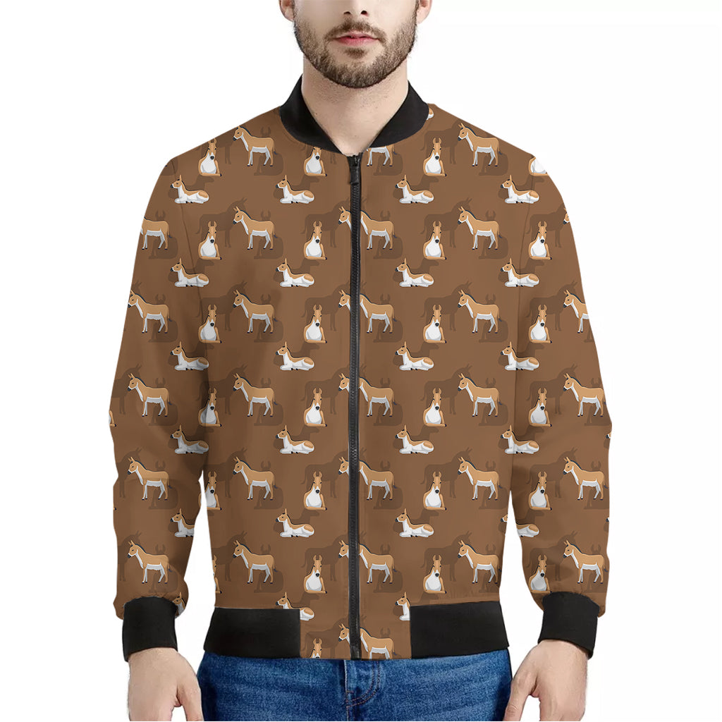 Cartoon Kulan Donkey Pattern Print Men's Bomber Jacket