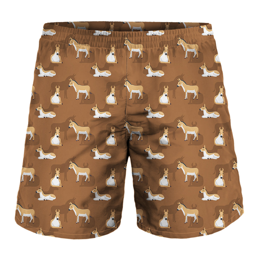 Cartoon Kulan Donkey Pattern Print Men's Shorts