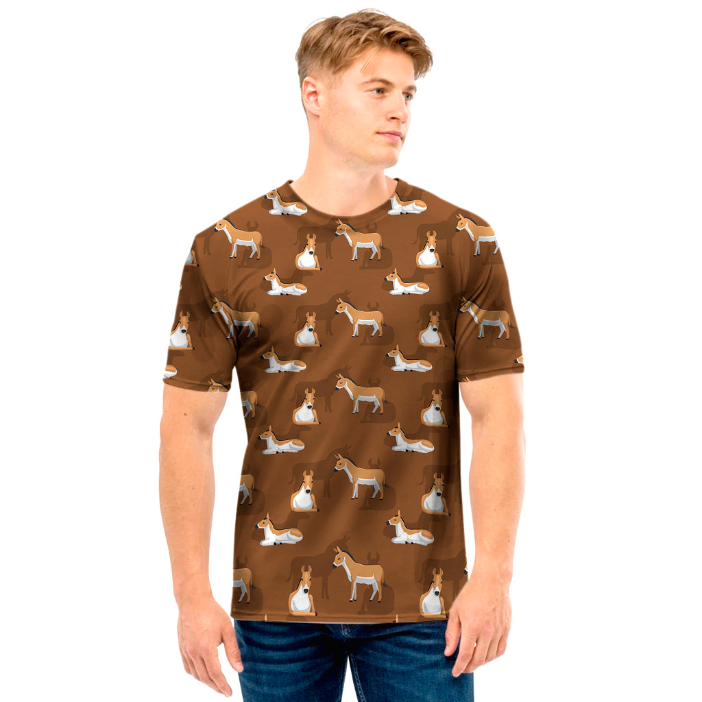 Cartoon Kulan Donkey Pattern Print Men's T-Shirt