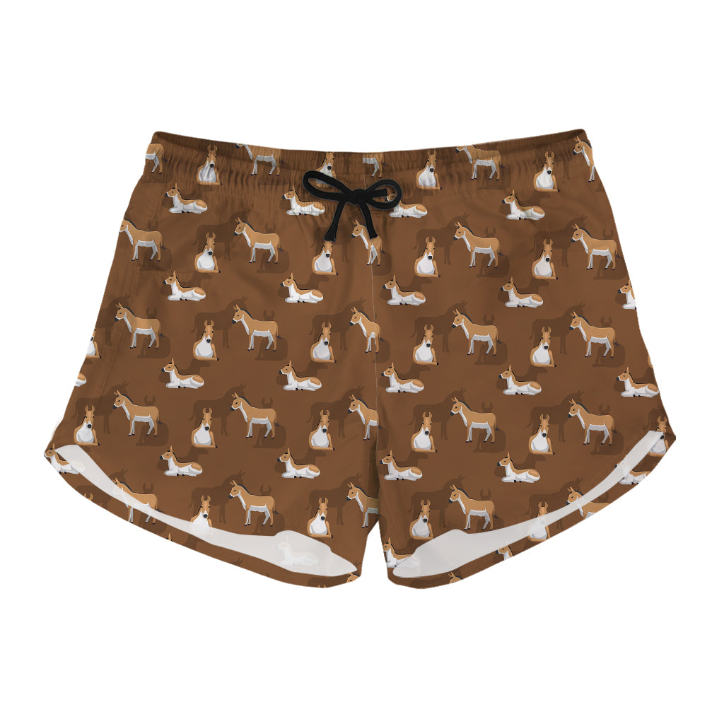 Cartoon Kulan Donkey Pattern Print Women's Shorts