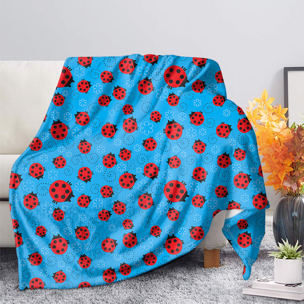 Cartoon Ladybird Pattern Print Blanket