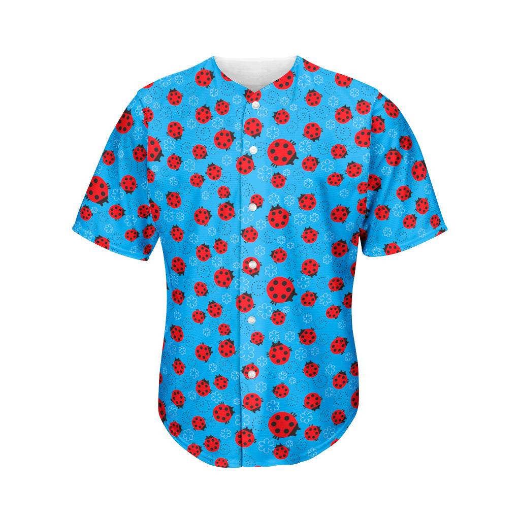 Cartoon Ladybird Pattern Print Men's Baseball Jersey