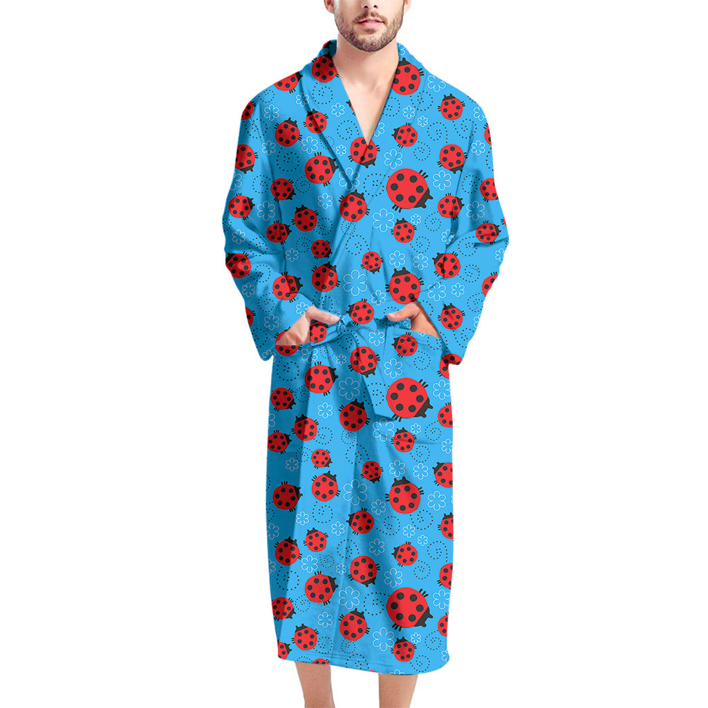 Cartoon Ladybird Pattern Print Men's Bathrobe