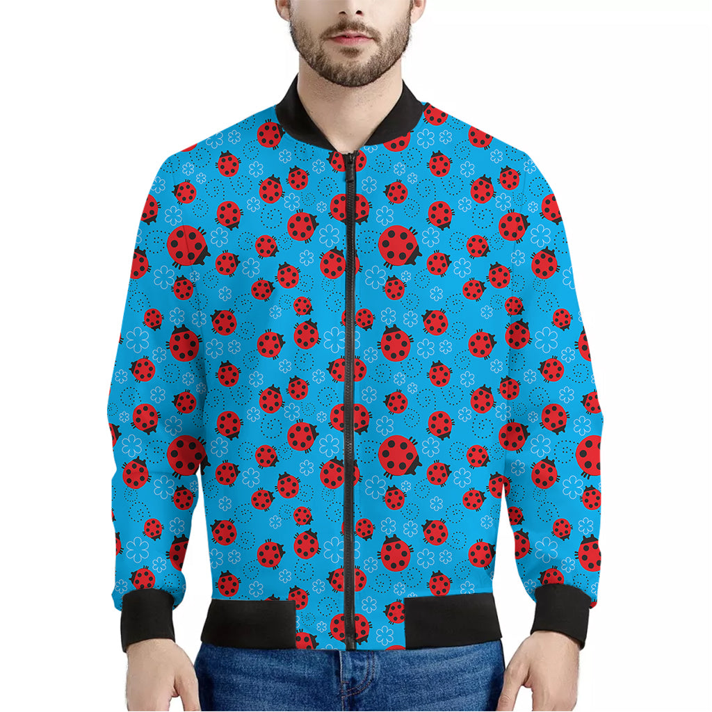 Cartoon Ladybird Pattern Print Men's Bomber Jacket