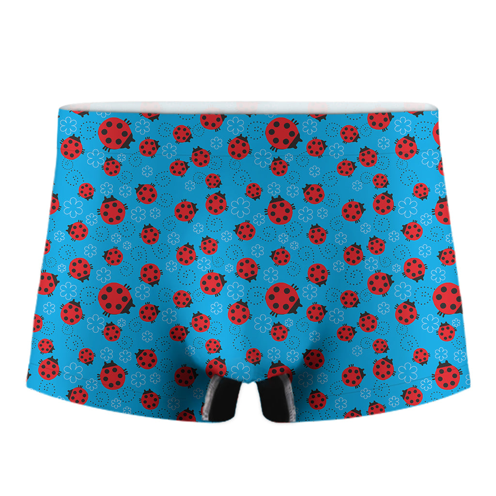 Cartoon Ladybird Pattern Print Men's Boxer Briefs