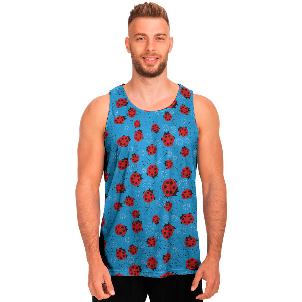 Cartoon Ladybird Pattern Print Men's Tank Top