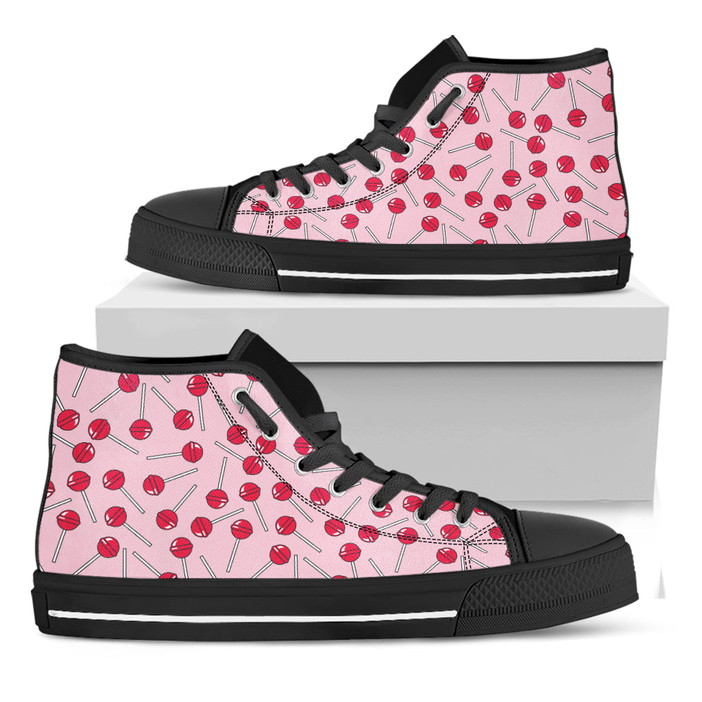 Cartoon Lollipop Pattern Print Black High Top Shoes