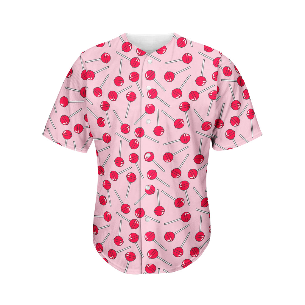 Cartoon Lollipop Pattern Print Men's Baseball Jersey